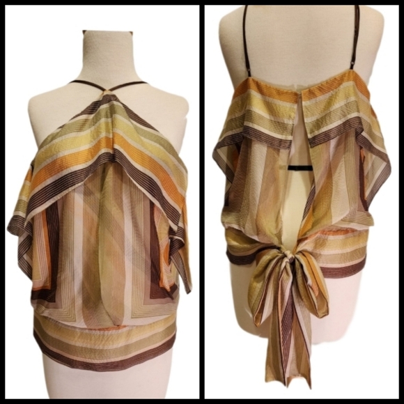 BCBGMaxAzria Silk Layered Open Tie Back Camisole - Picture 2 of 16